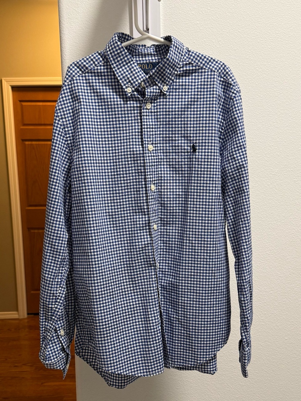 Polo Ralph Lauren Boys L 14-16 Blue Gingham Cotton Button Down Shirt